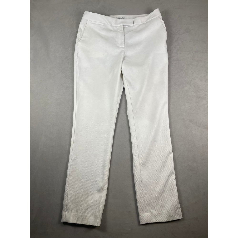 Tahari Arthur S Levine White Textured Straight Leg Dress Pants Womens 12